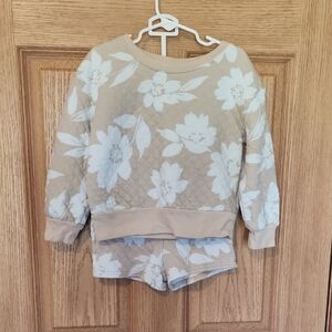 Carter's 5T Floral Beige and Baby Blue Kids Matching Set *Back To School Perfect